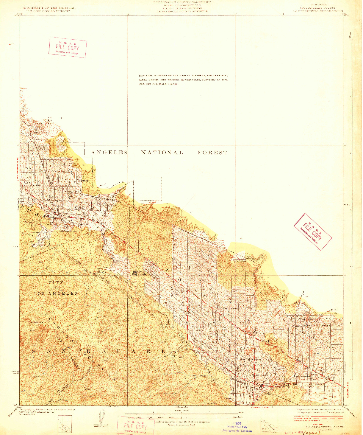 USGS 1:24000-SCALE QUADRANGLE FOR LA CRESCENTA, CA 1928