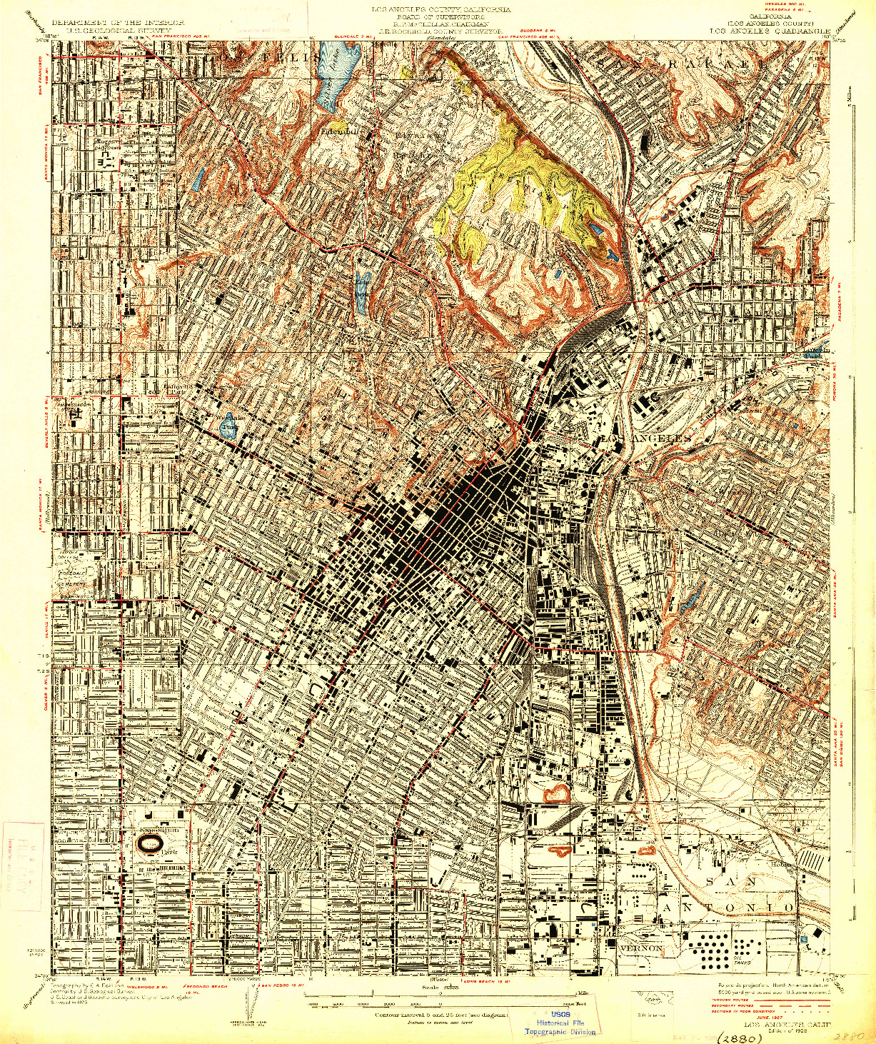 USGS 1:24000-SCALE QUADRANGLE FOR LOS ANGELES, CA 1928