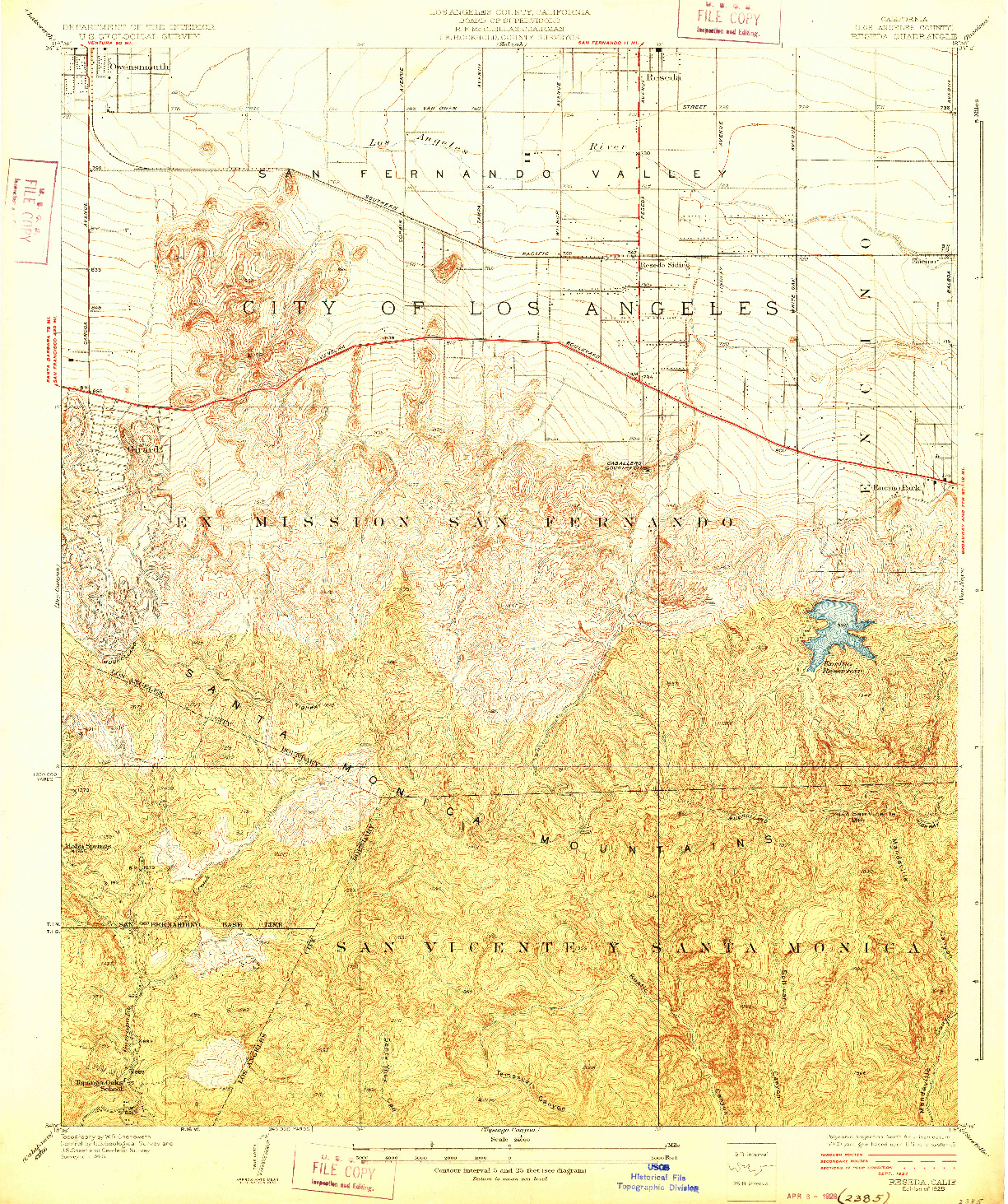 USGS 1:24000-SCALE QUADRANGLE FOR RESEDA, CA 1928