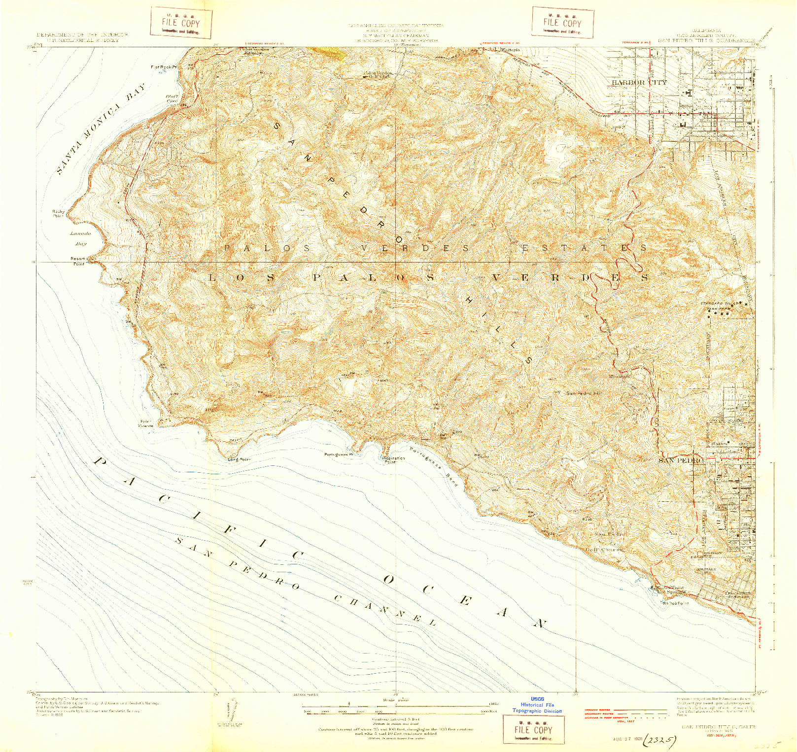 USGS 1:24000-SCALE QUADRANGLE FOR SAN PEDRO HILLS, CA 1928