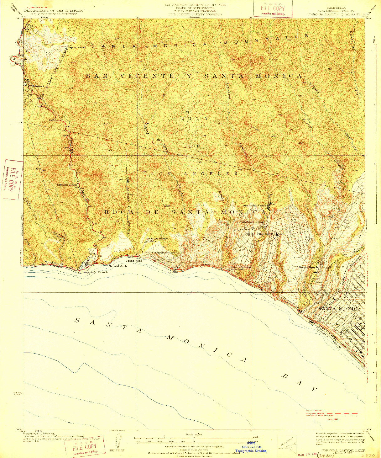 USGS 1:24000-SCALE QUADRANGLE FOR TOPANGA CANYON, CA 1928