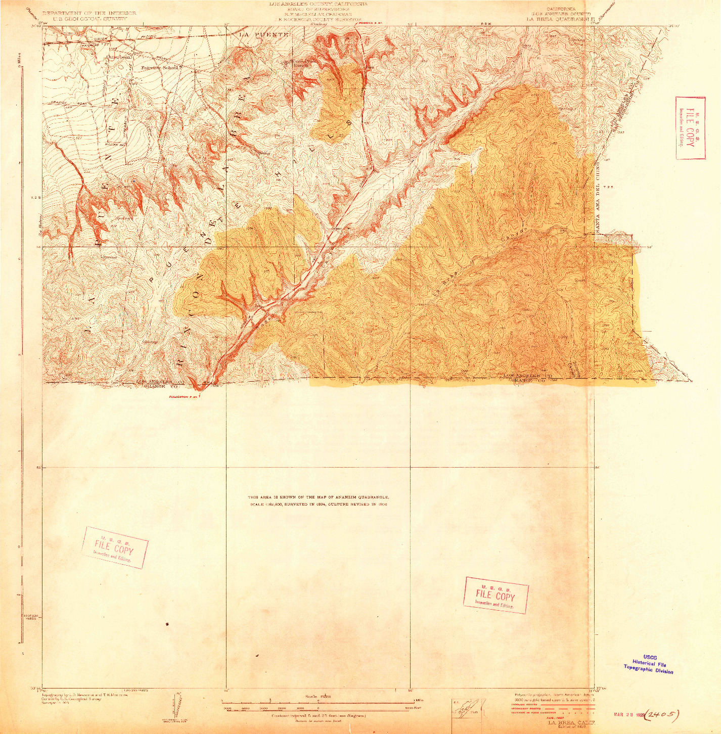 USGS 1:24000-SCALE QUADRANGLE FOR LA BREA, CA 1928