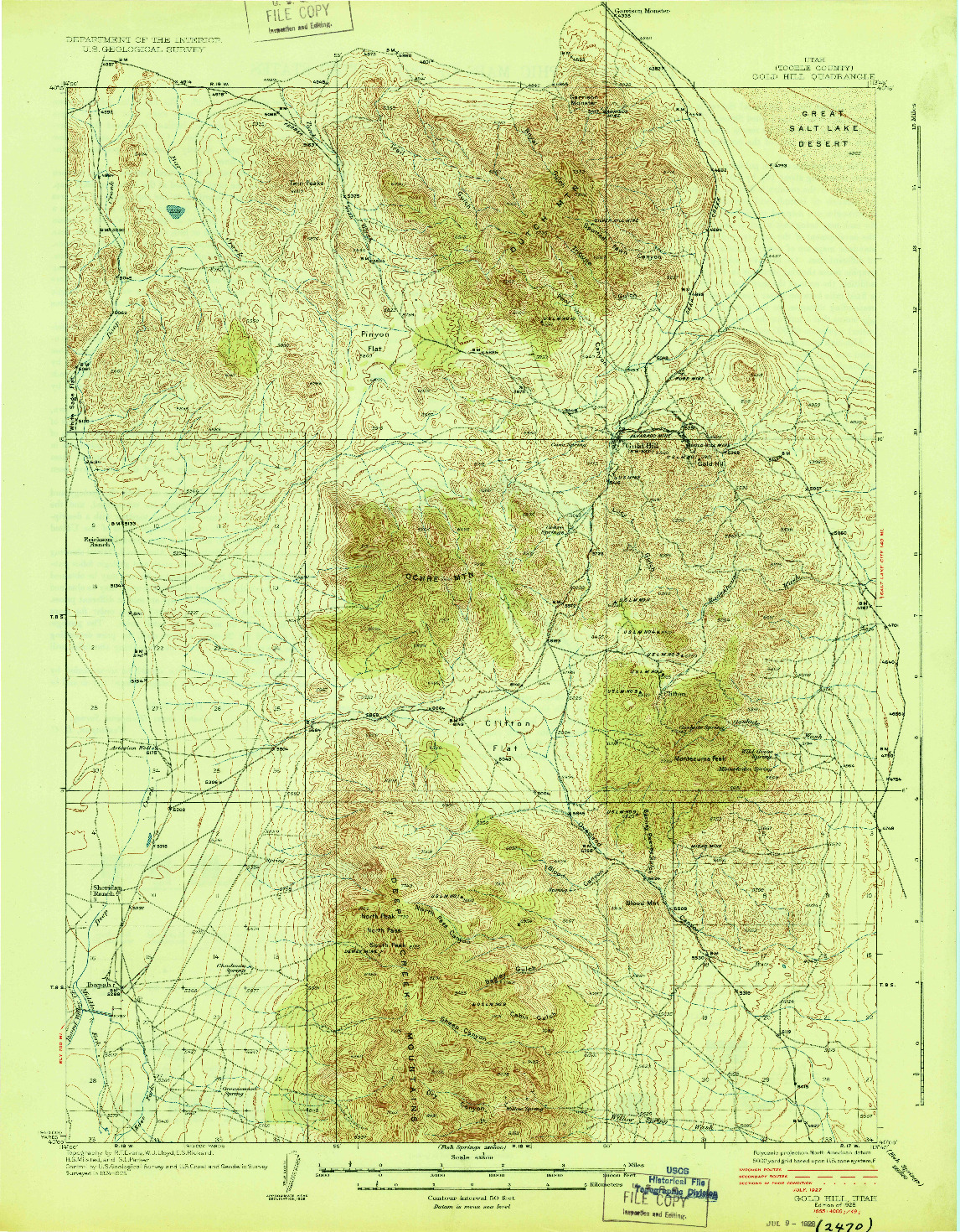 USGS 1:62500-SCALE QUADRANGLE FOR GOLD HILL, UT 1928