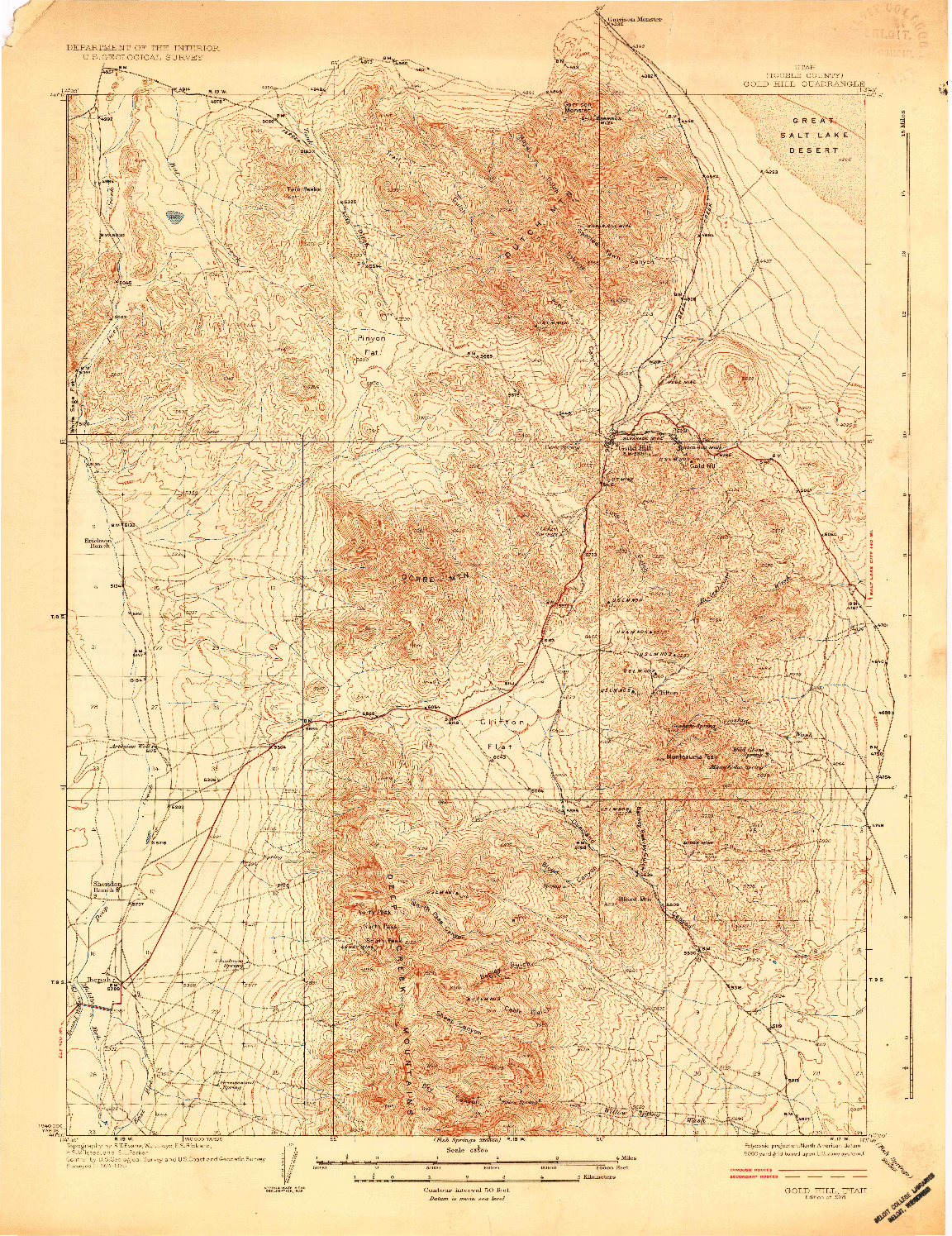 USGS 1:62500-SCALE QUADRANGLE FOR GOLD HILL, UT 1928