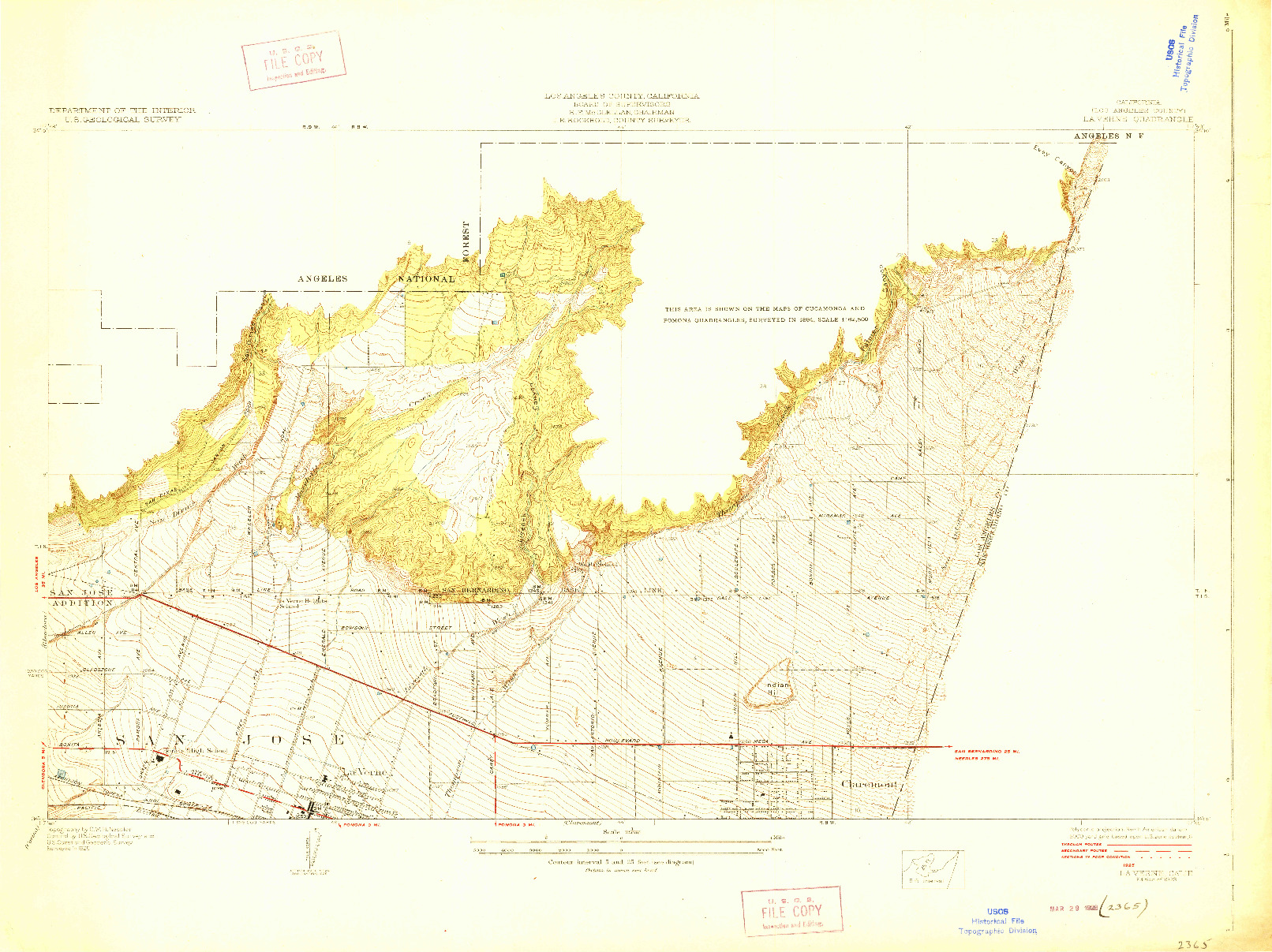 USGS 1:24000-SCALE QUADRANGLE FOR LA VERNE, CA 1928