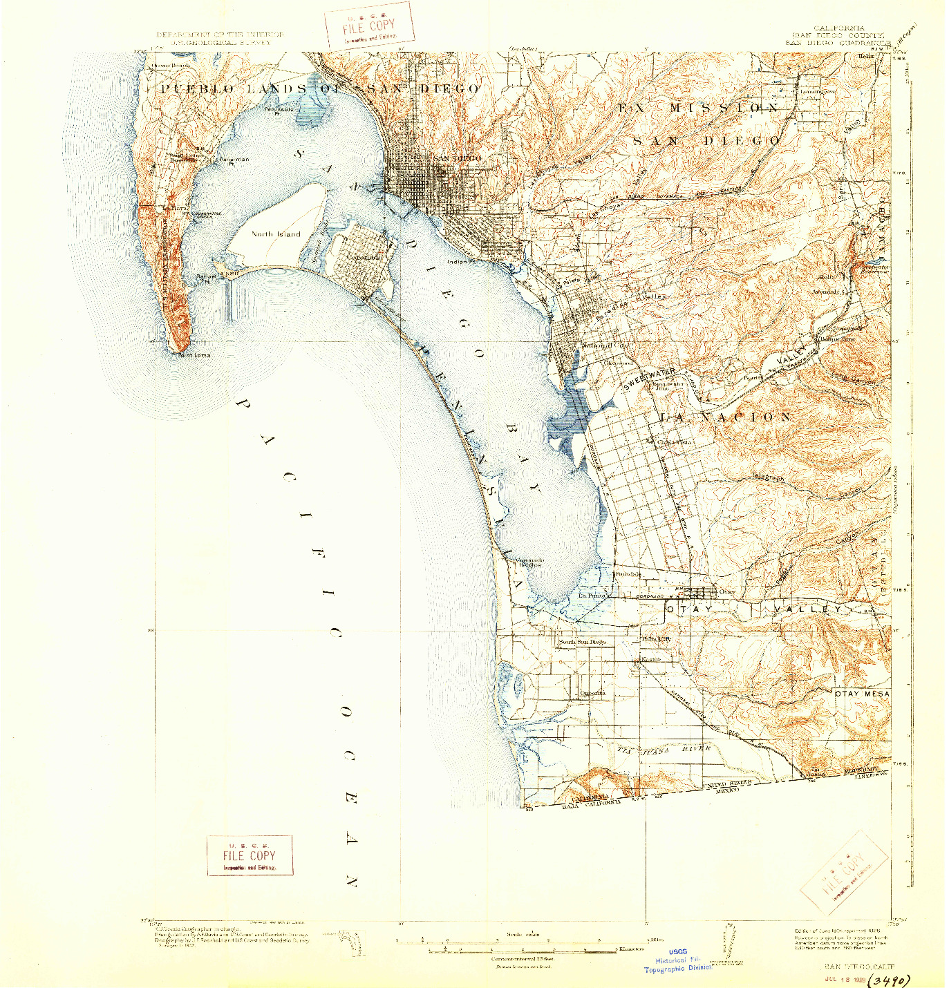 USGS 1:62500-SCALE QUADRANGLE FOR SAN DIEGO, CA 1904
