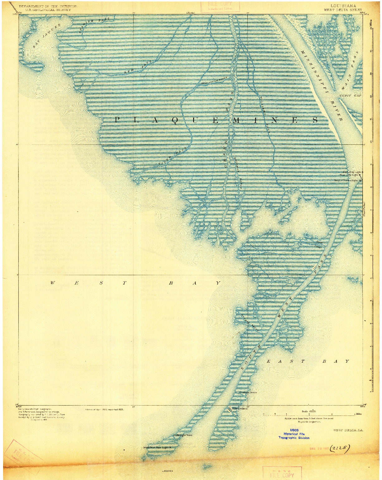 USGS 1:62500-SCALE QUADRANGLE FOR WEST DELTA, LA 1893