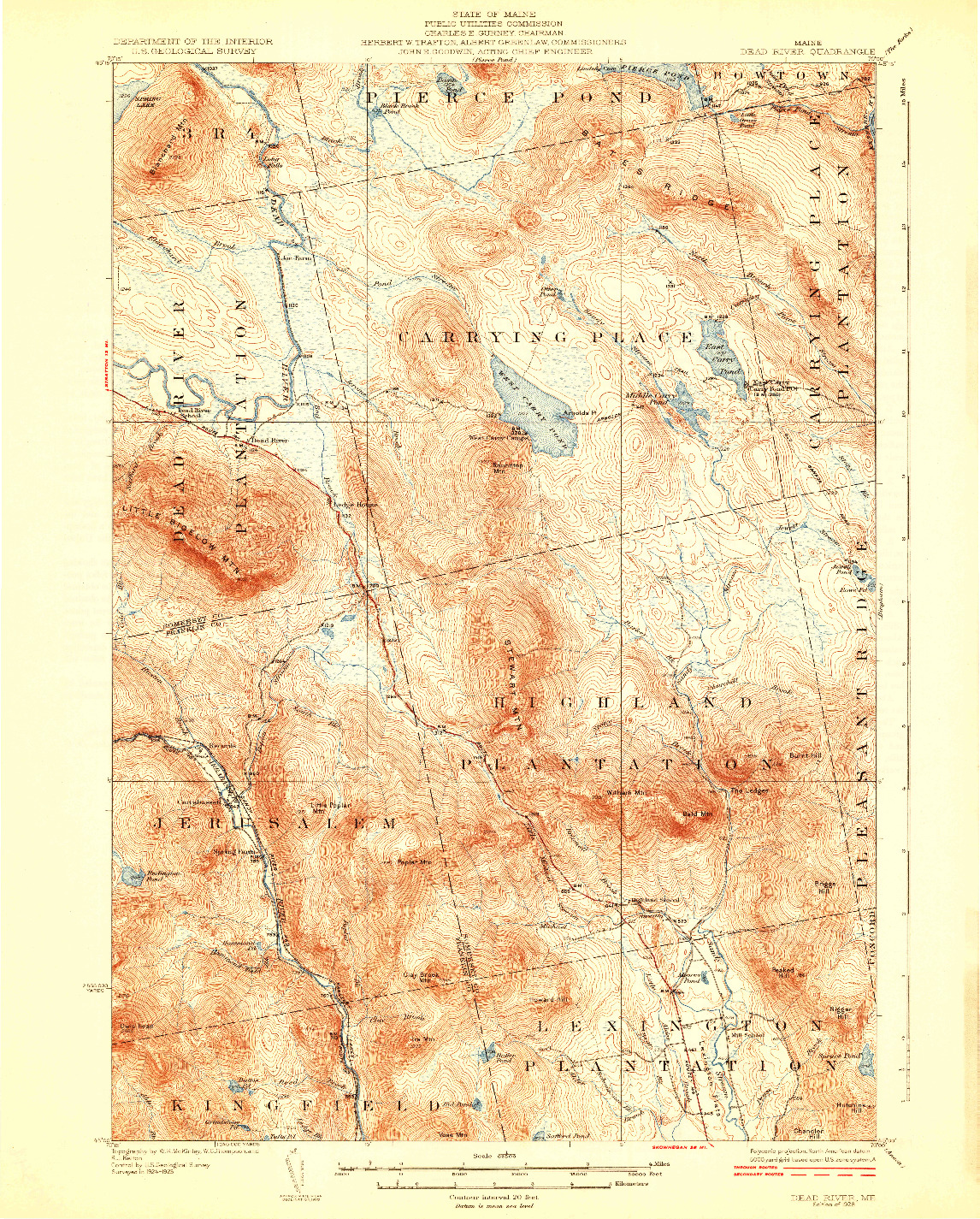 USGS 1:62500-SCALE QUADRANGLE FOR DEAD RIVER, ME 1928