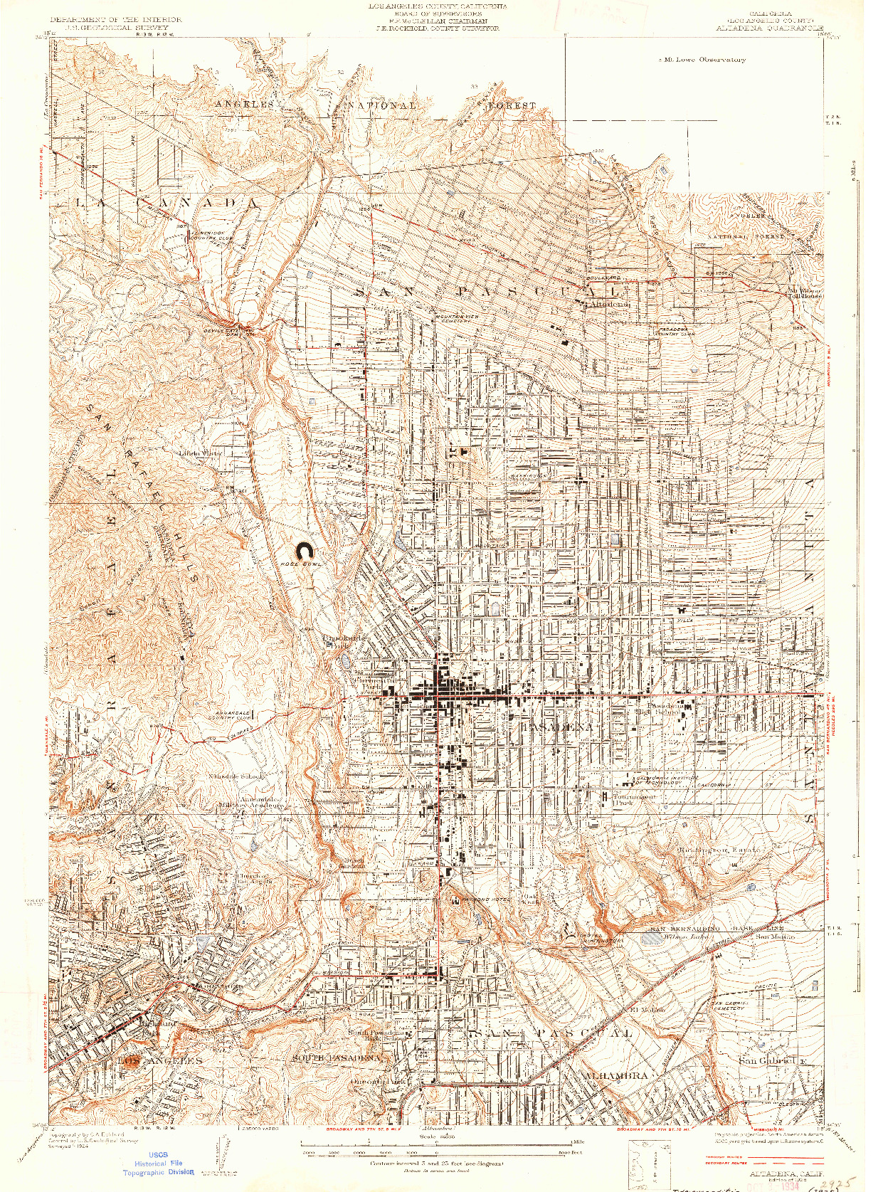USGS 1:24000-SCALE QUADRANGLE FOR ALTADENA, CA 1928