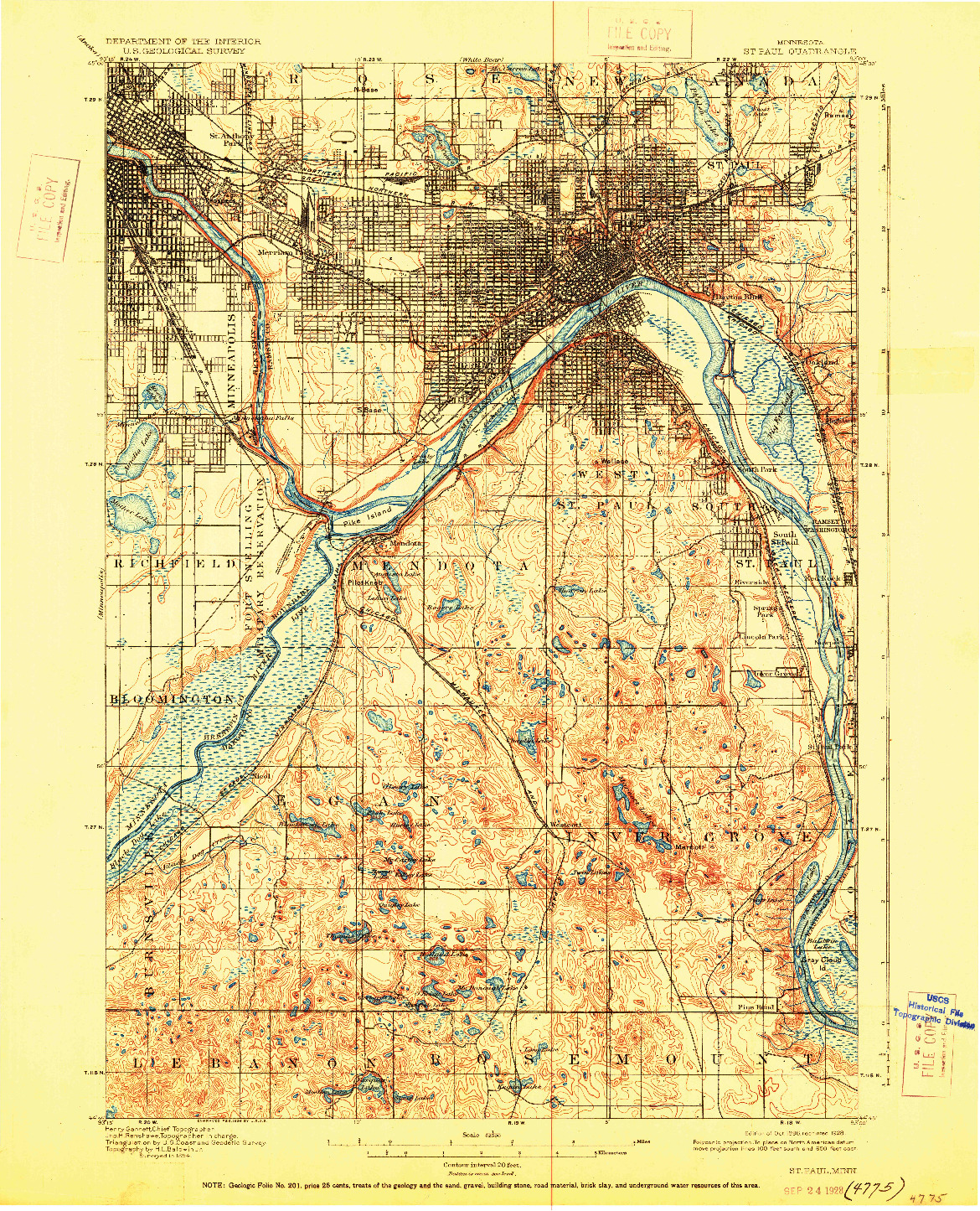 USGS 1:62500-SCALE QUADRANGLE FOR ST. PAUL, MN 1896