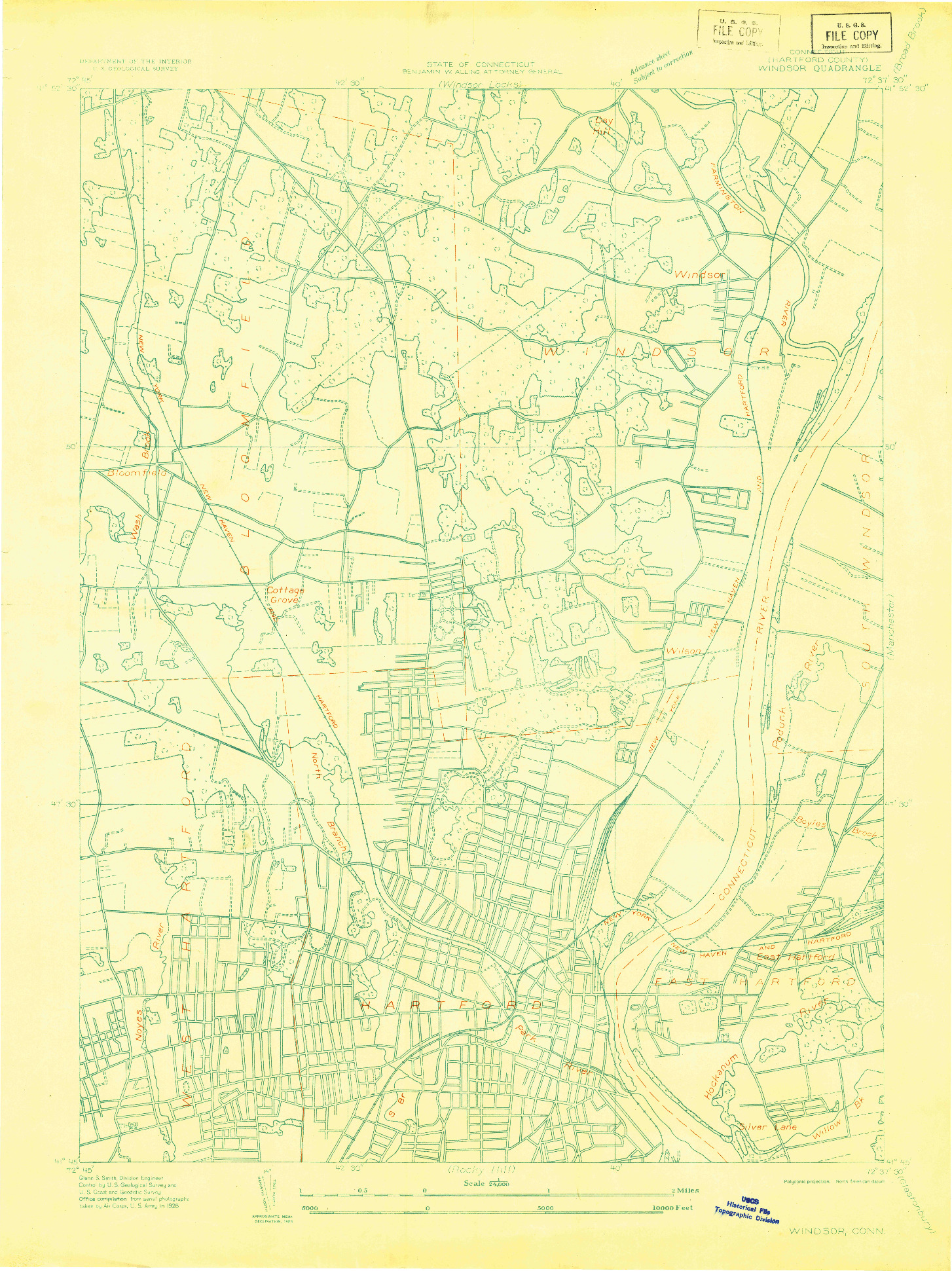 USGS 1:24000-SCALE QUADRANGLE FOR WINDSOR, CT 1928