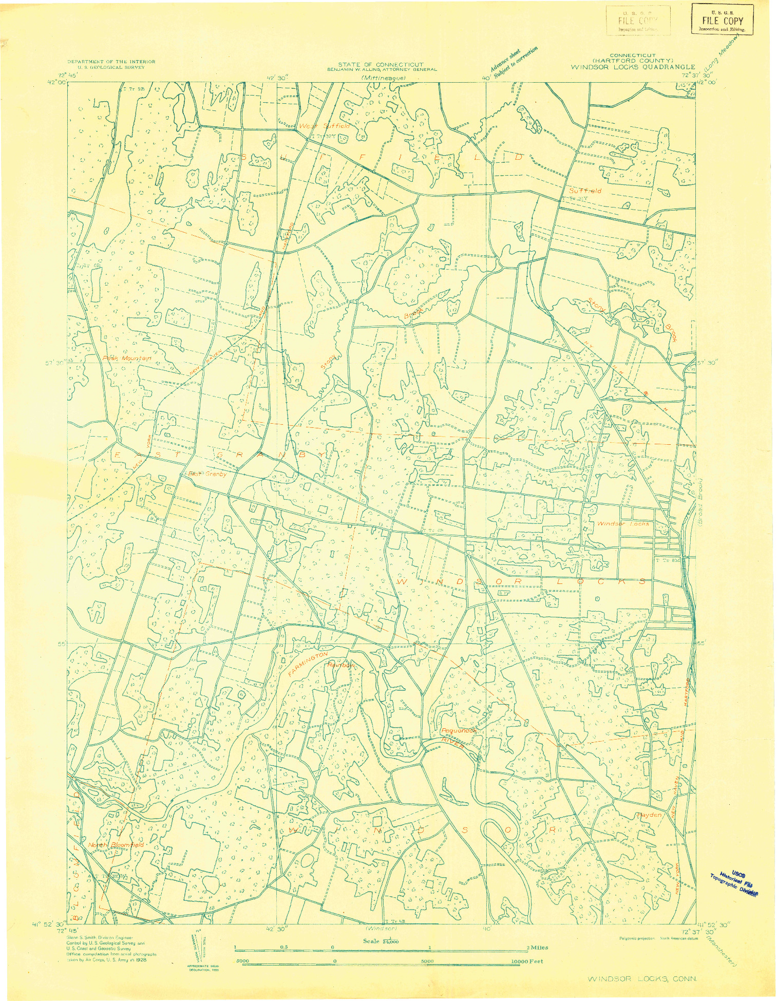USGS 1:24000-SCALE QUADRANGLE FOR WINDSOR LOCKS, CT 1928