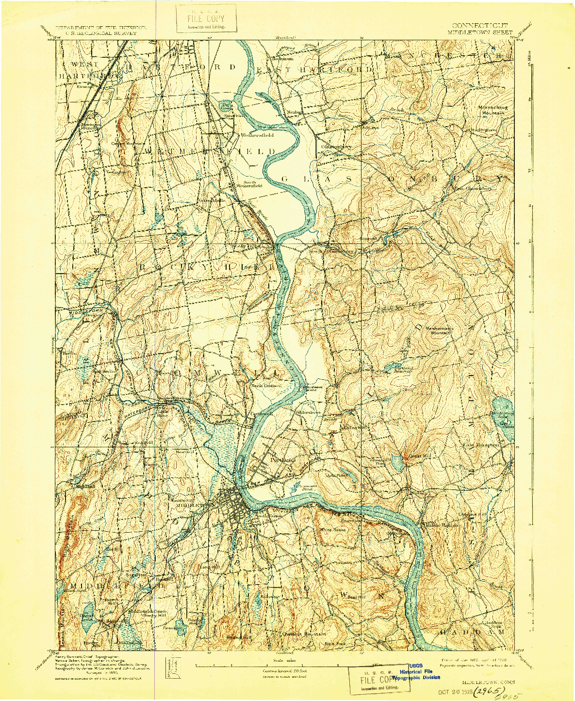 USGS 1:62500-SCALE QUADRANGLE FOR MIDDLETOWN, CT 1893