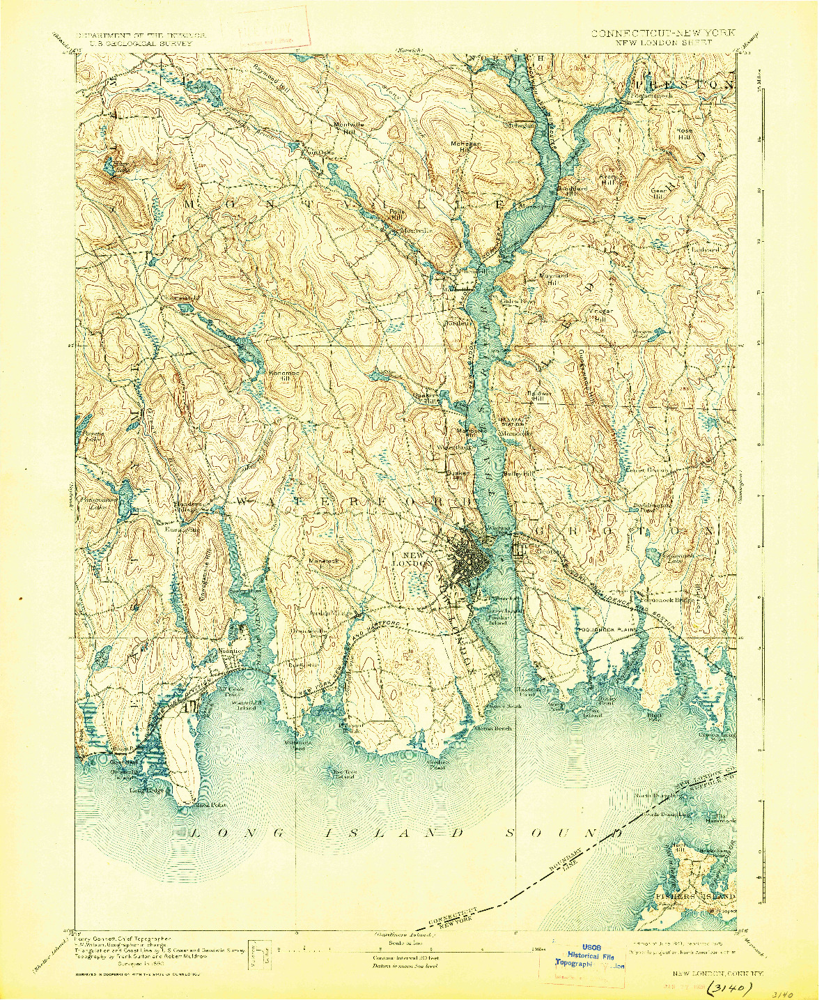 USGS 1:62500-SCALE QUADRANGLE FOR NEW LONDON, CT 1893