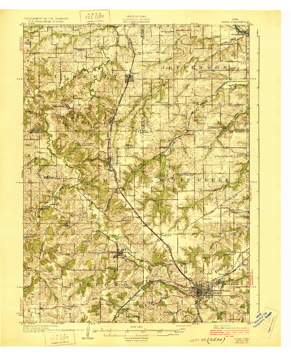 USGS 1:62500-SCALE QUADRANGLE FOR ALBIA, IA 1929