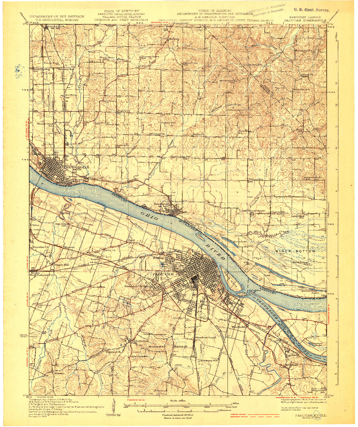 USGS 1:62500-SCALE QUADRANGLE FOR PADUCAH, KY 1929