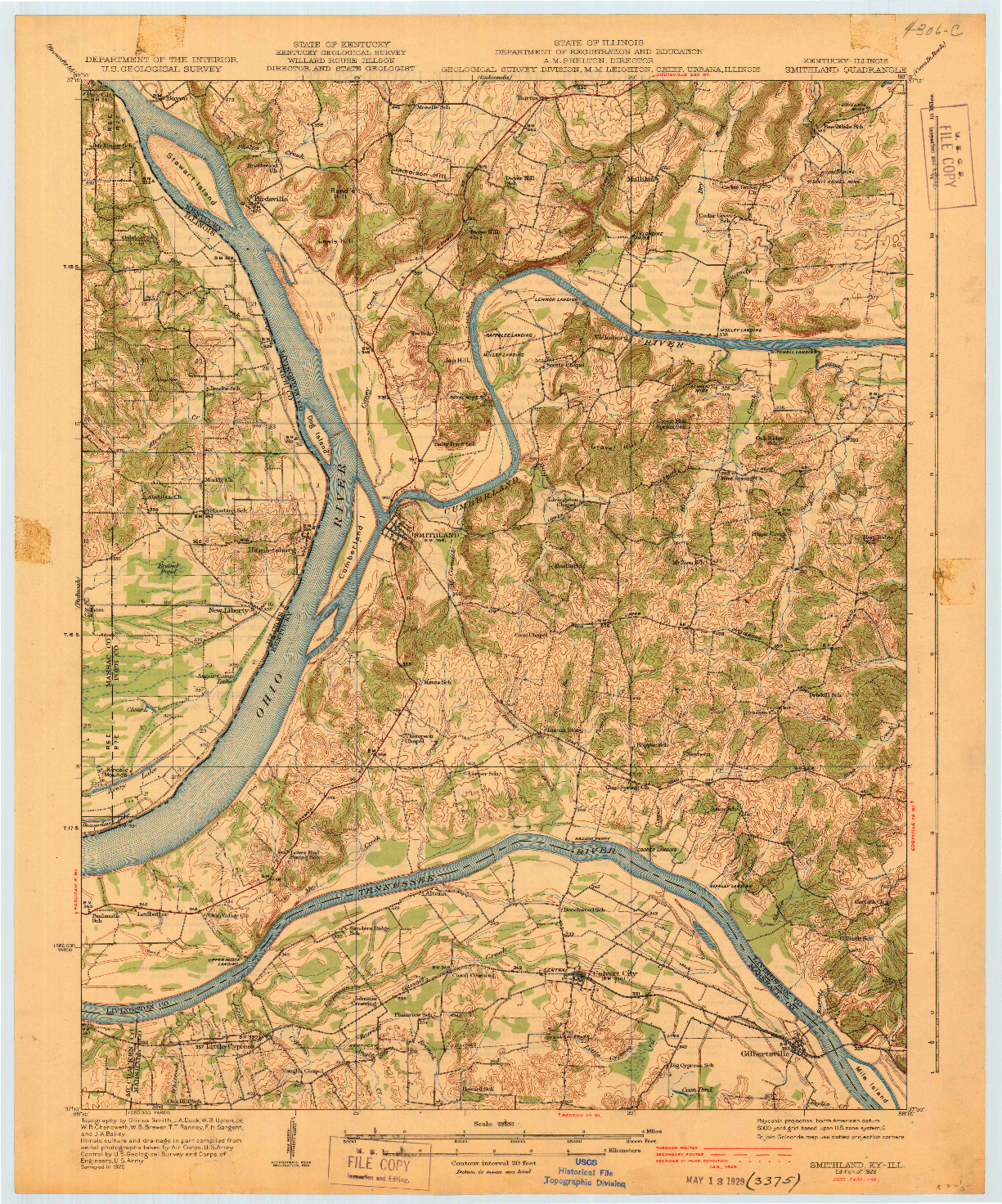 USGS 1:62500-SCALE QUADRANGLE FOR SMITHLAND, KY 1929