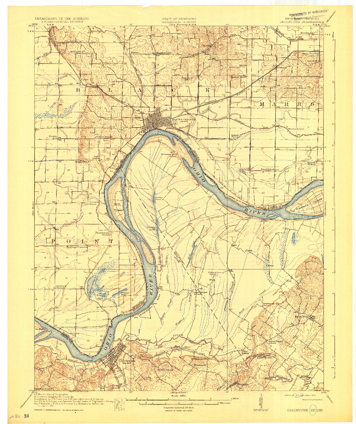 USGS 1:62500-SCALE QUADRANGLE FOR UNIONTOWN, KY 1917