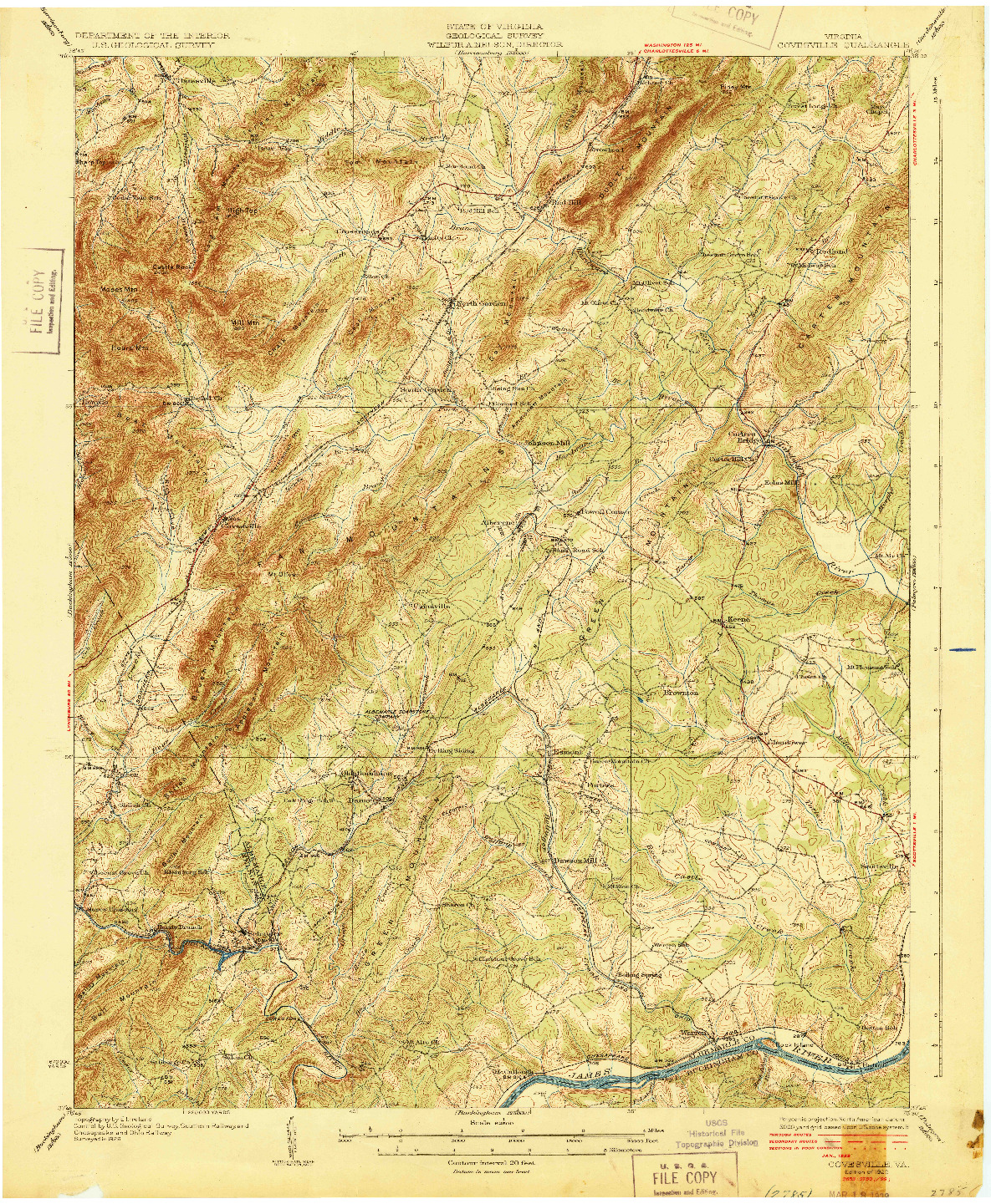 USGS 1:62500-SCALE QUADRANGLE FOR COVESVILLE, VA 1929