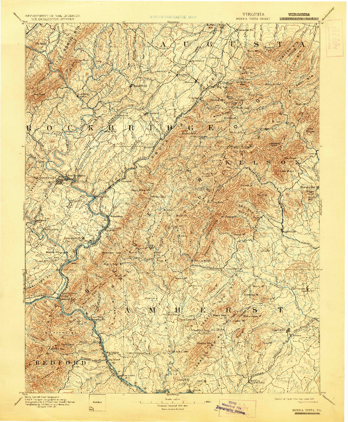 USGS 1:125000-SCALE QUADRANGLE FOR BUENA VISTA, VA 1894