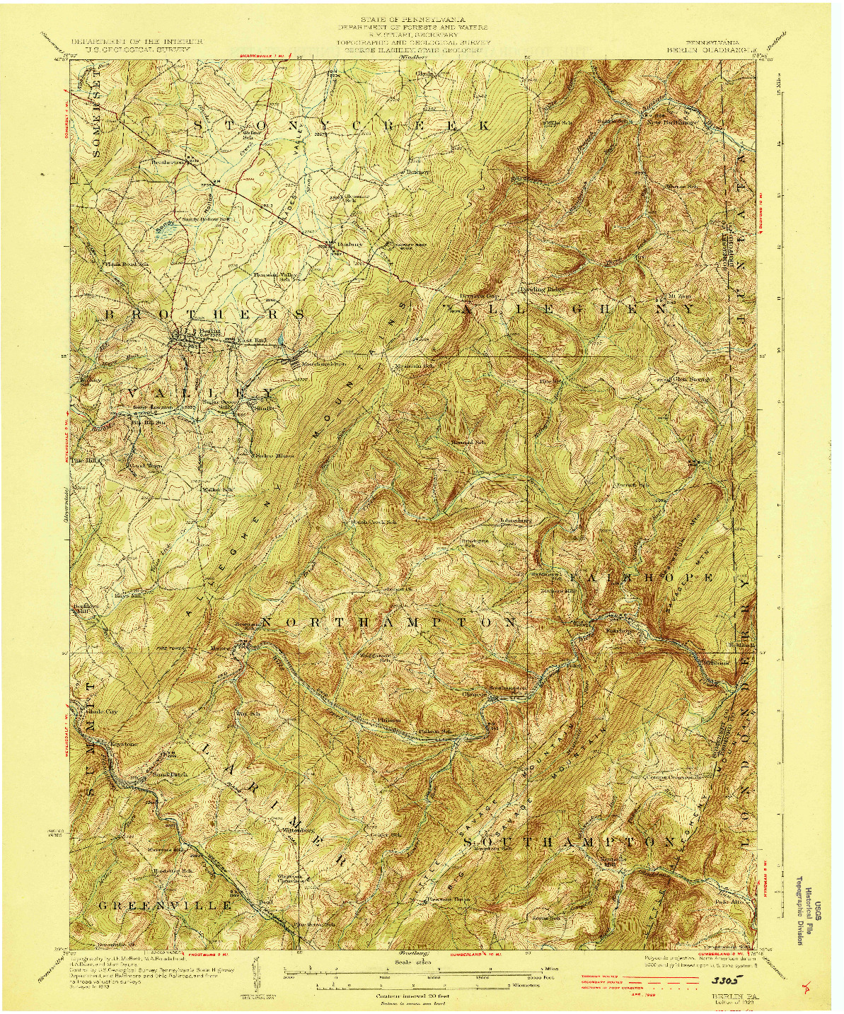 USGS 1:62500-SCALE QUADRANGLE FOR BERLIN, PA 1929