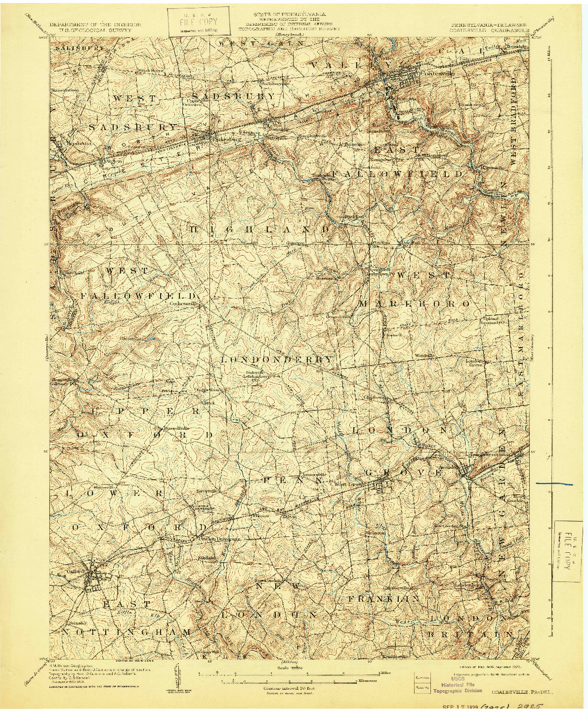 USGS 1:62500-SCALE QUADRANGLE FOR COATESVILLE, PA 1906