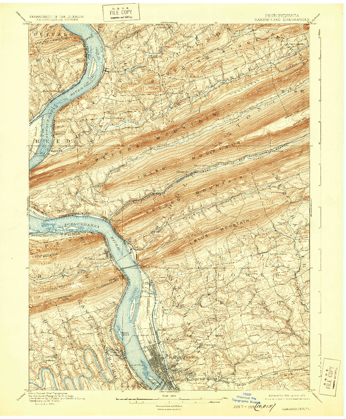 USGS 1:62500-SCALE QUADRANGLE FOR HARRISBURG, PA 1899