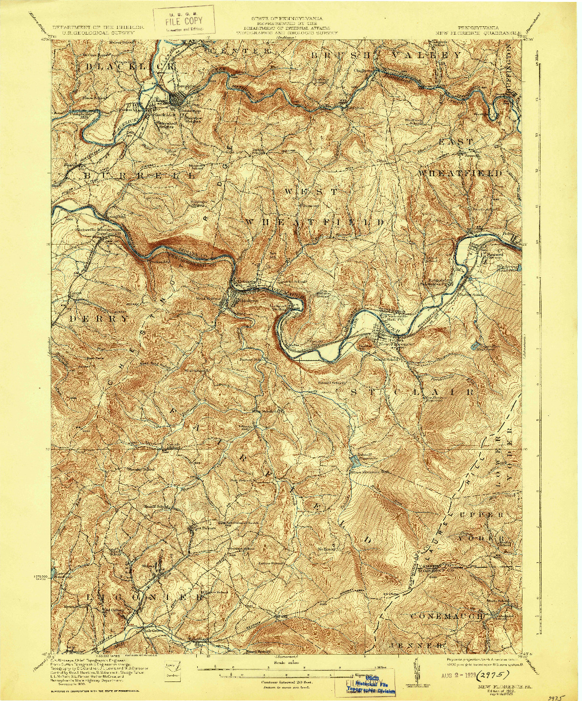 USGS 1:62500-SCALE QUADRANGLE FOR NEW FLORENCE, PA 1922