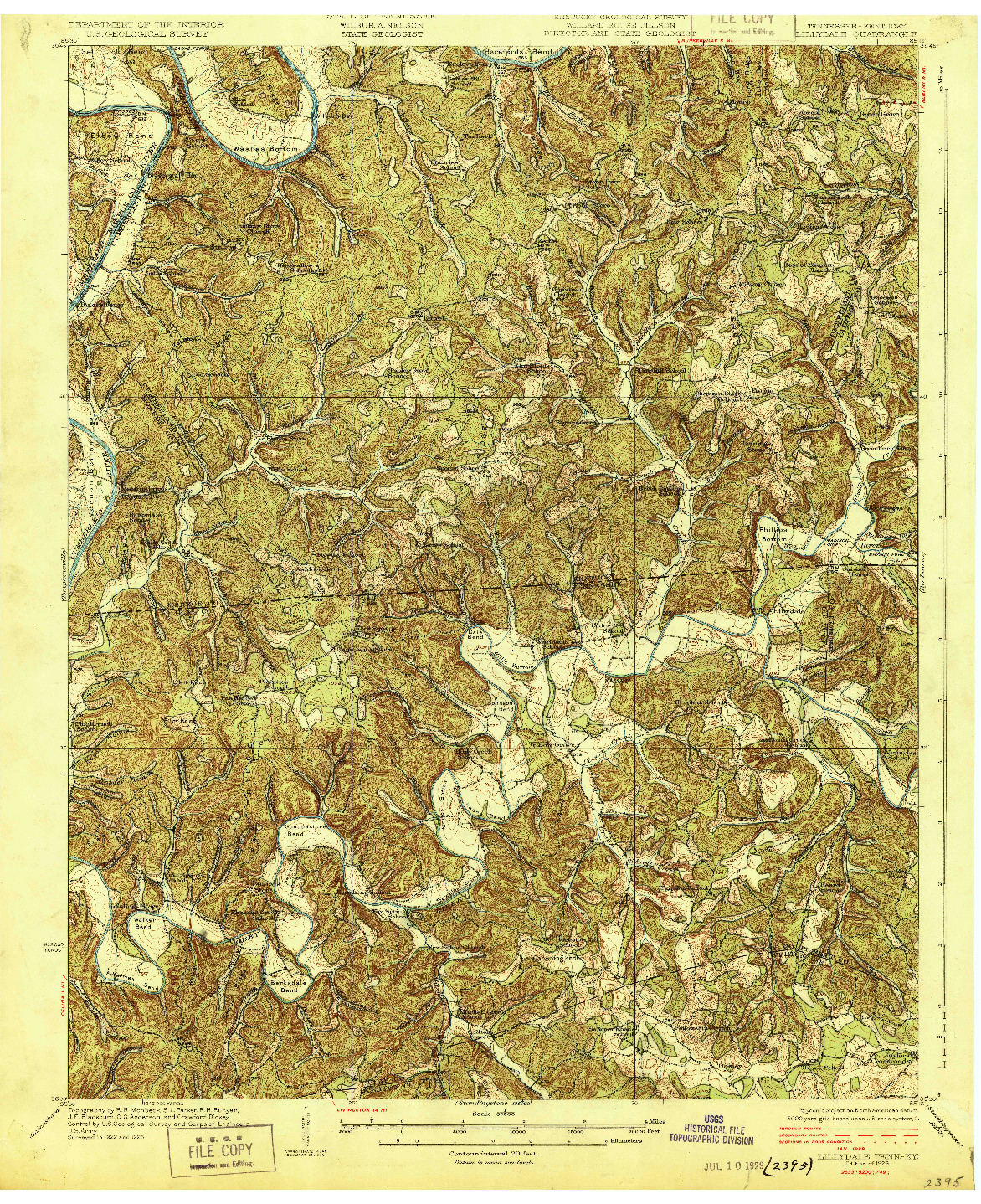 USGS 1:62500-SCALE QUADRANGLE FOR LILLYDALE, TN 1929