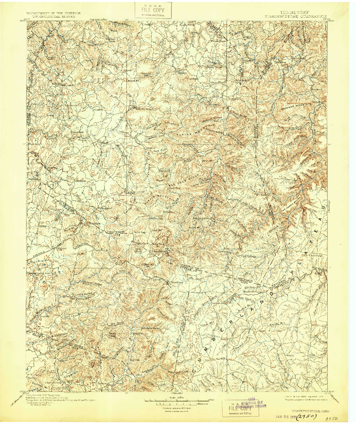 USGS 1:125000-SCALE QUADRANGLE FOR STANDINGSTONE, TN 1898