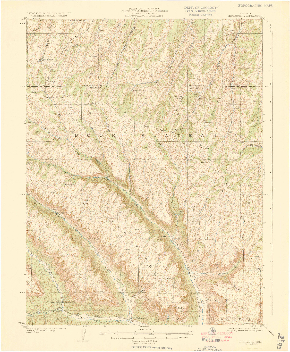 USGS 1:62500-SCALE QUADRANGLE FOR HIGHMORE, CO 1929