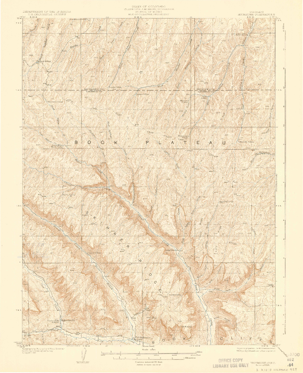 USGS 1:62500-SCALE QUADRANGLE FOR HIGHMORE, CO 1929