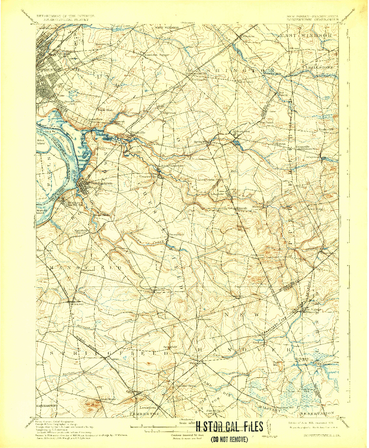 USGS 1:62500-SCALE QUADRANGLE FOR BORDENTOWN, NJ 1906