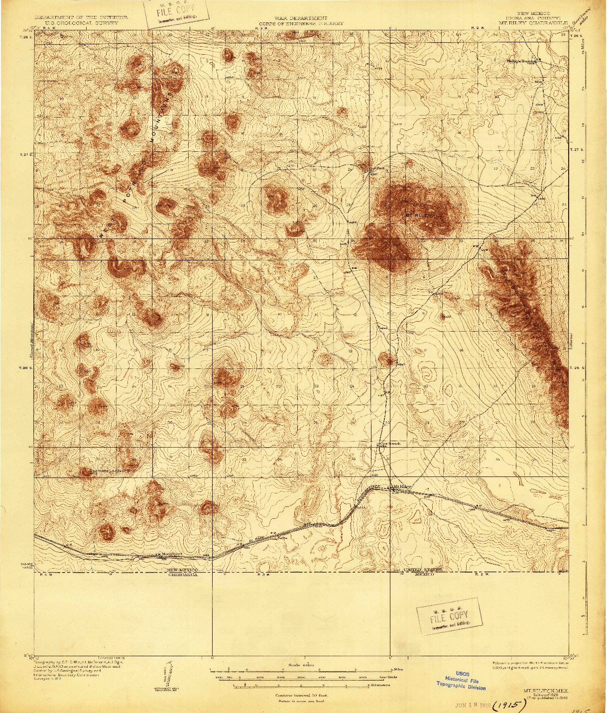 USGS 1:62500-SCALE QUADRANGLE FOR MT. RILEY, NM 1918