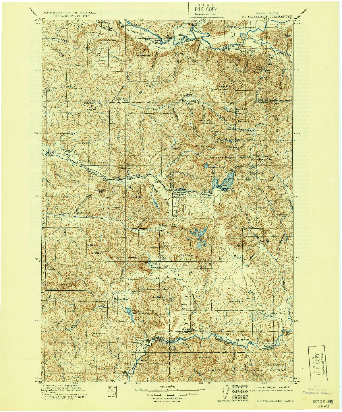USGS 1:125000-SCALE QUADRANGLE FOR MT ST HELENS, WA 1919