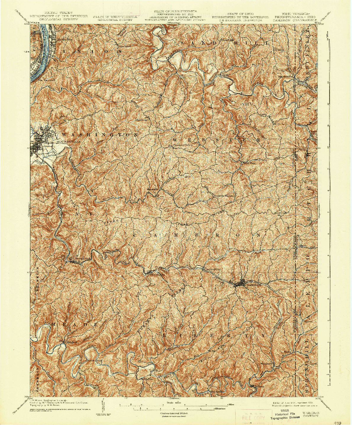 USGS 1:62500-SCALE QUADRANGLE FOR CAMERON, WV 1904