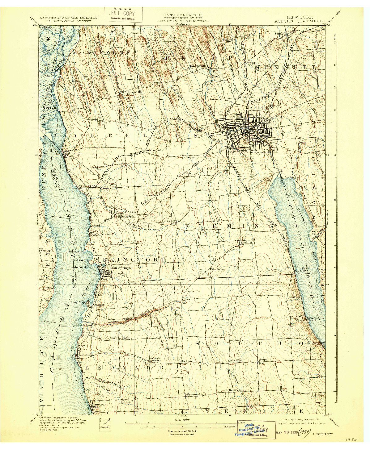 USGS 1:62500-SCALE QUADRANGLE FOR AUBURN, NY 1902