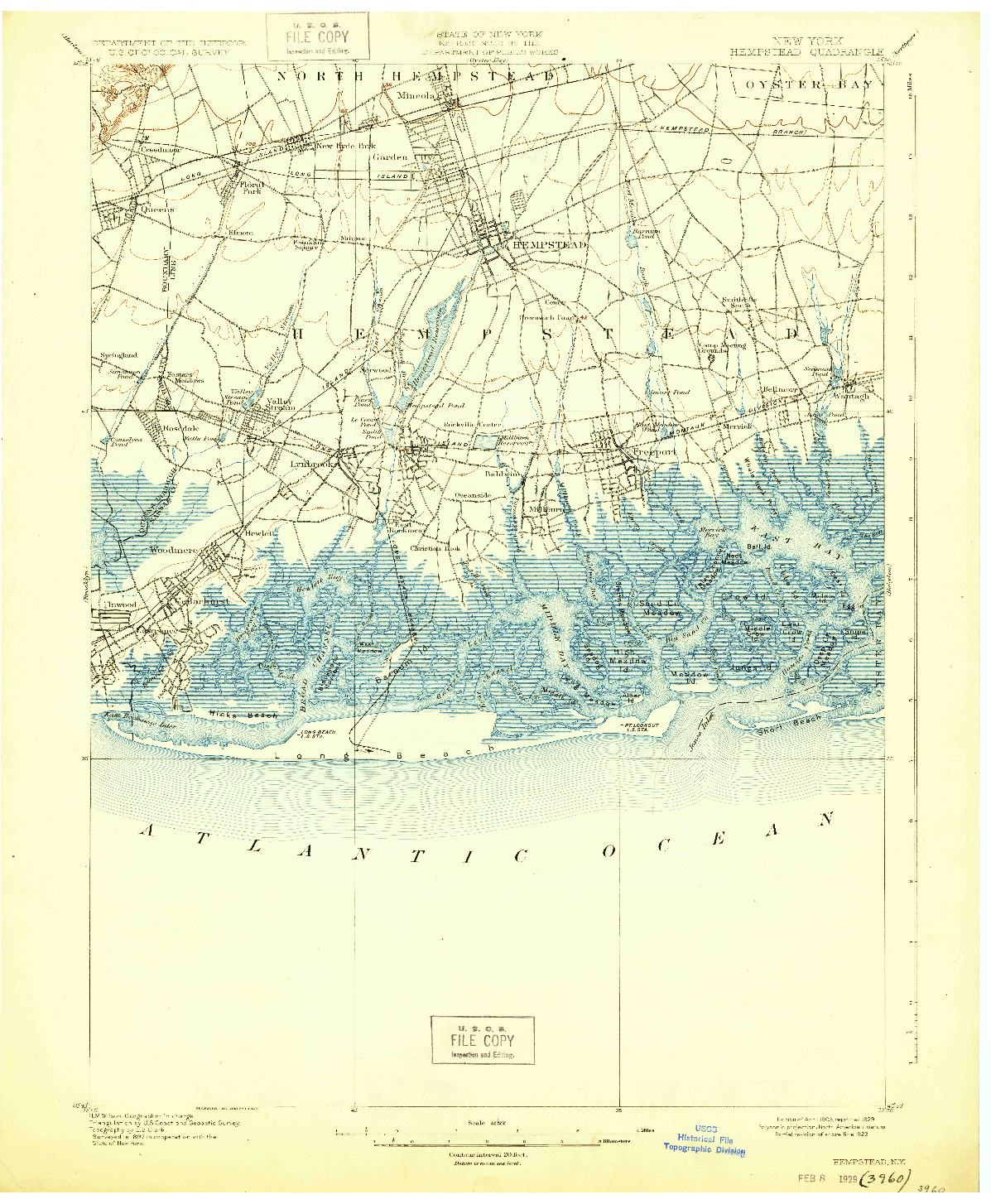 USGS 1:62500-SCALE QUADRANGLE FOR HEMPSTEAD, NY 1903