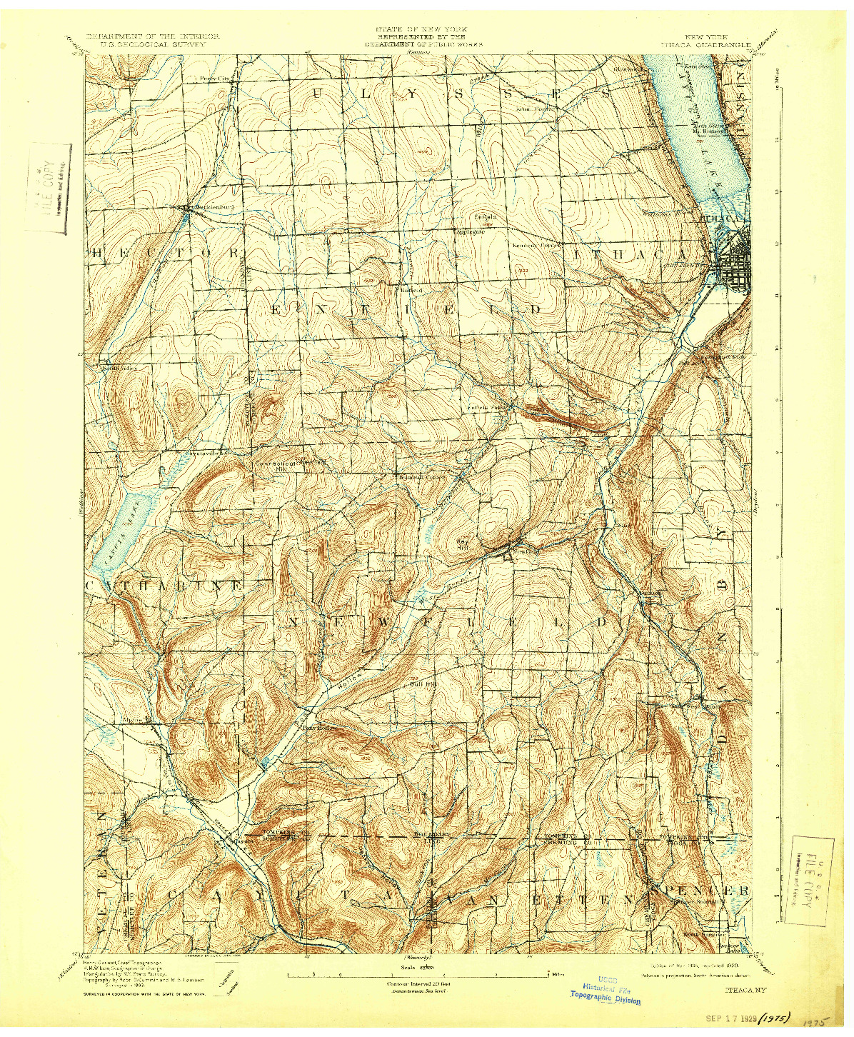 USGS 1:62500-SCALE QUADRANGLE FOR ITHACA, NY 1895