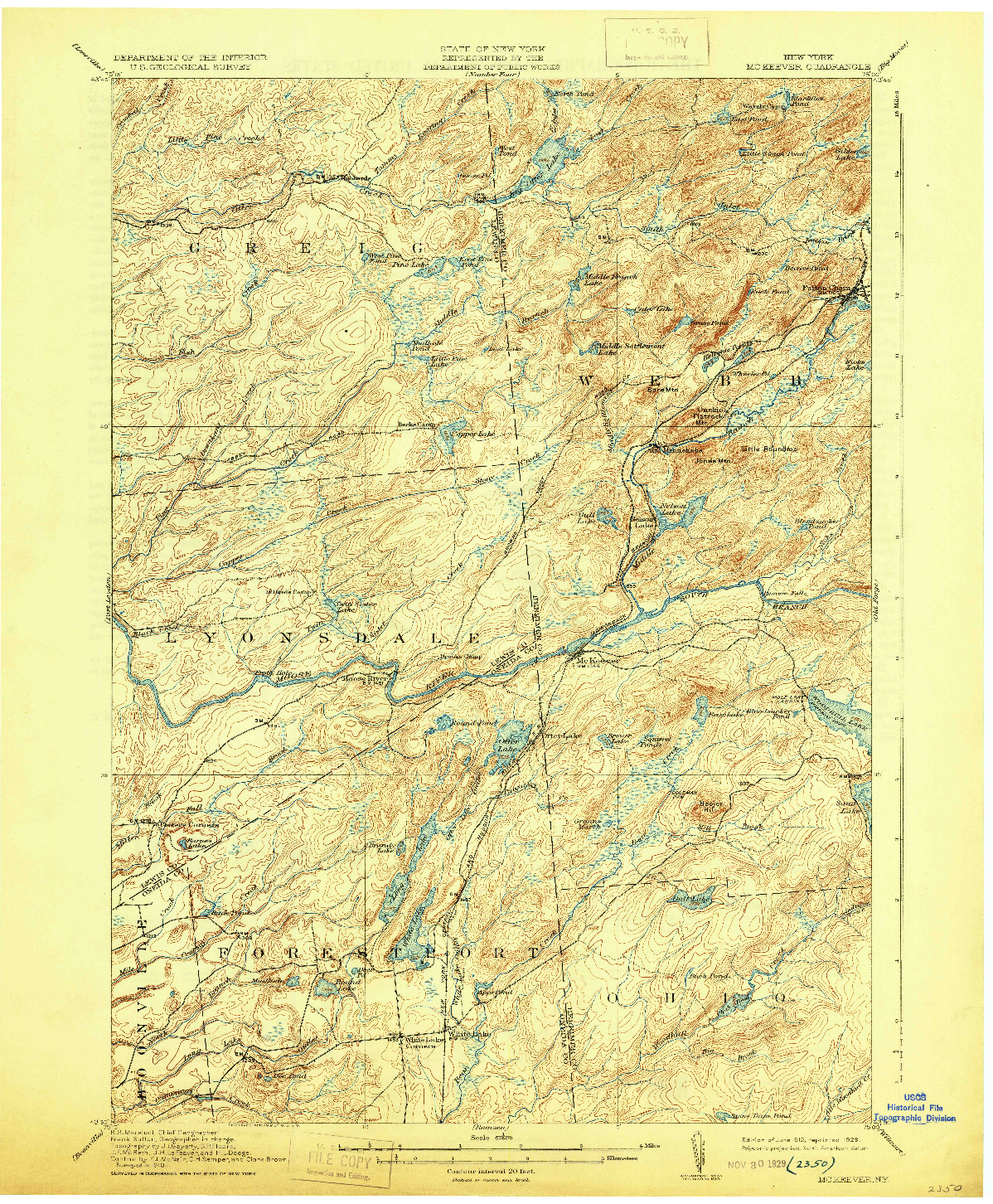 USGS 1:62500-SCALE QUADRANGLE FOR MC KEEVER, NY 1912