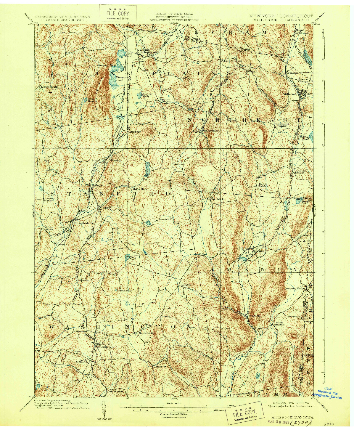 USGS 1:62500-SCALE QUADRANGLE FOR MILLBROOK, NY 1902