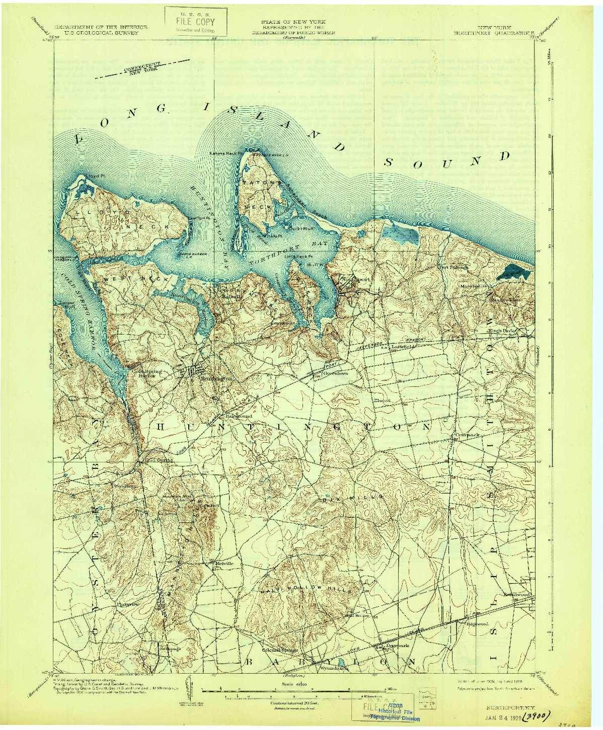 USGS 1:62500-SCALE QUADRANGLE FOR NORTHPORT, NY 1903