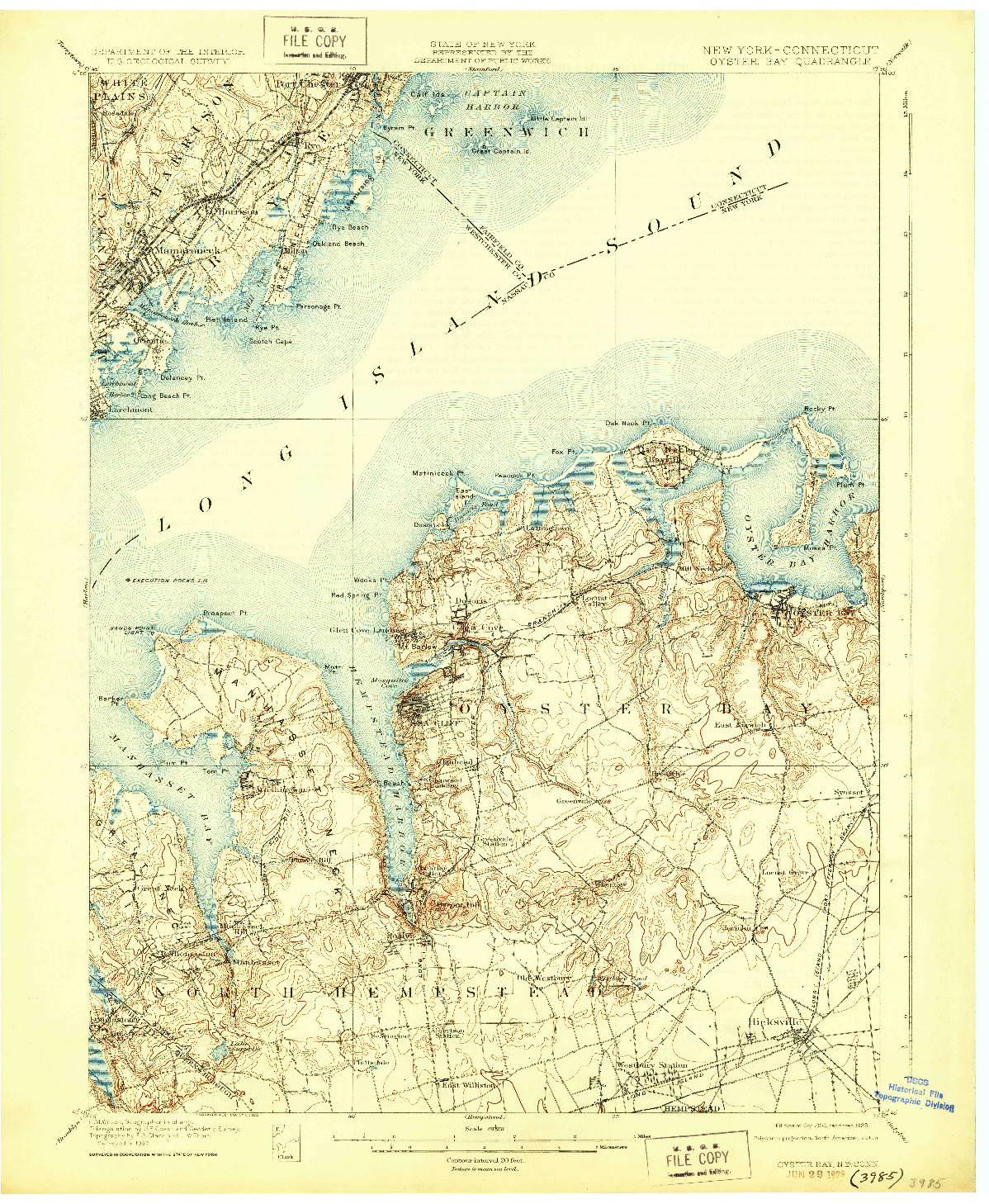 USGS 1:62500-SCALE QUADRANGLE FOR OYSTER BAY, NY 1900