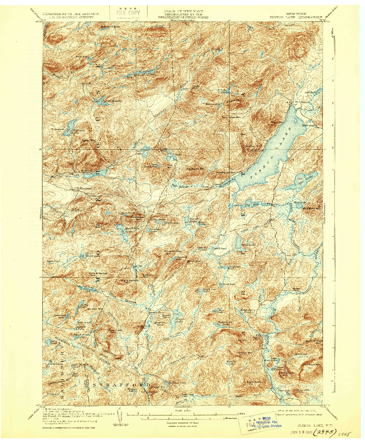 USGS 1:62500-SCALE QUADRANGLE FOR PISECO LAKE, NY 1906