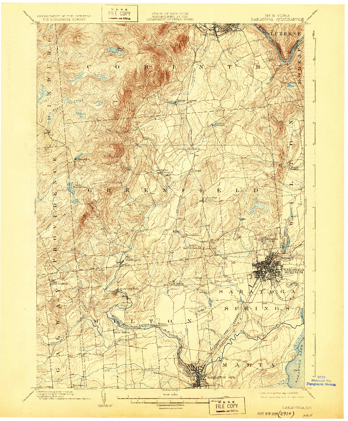 USGS 1:62500-SCALE QUADRANGLE FOR SARATOGA, NY 1902