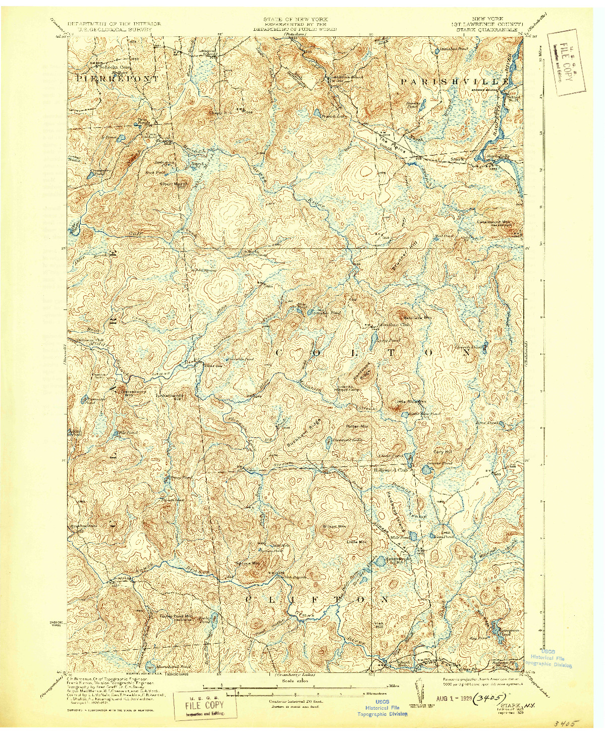 USGS 1:62500-SCALE QUADRANGLE FOR STARK, NY 1923