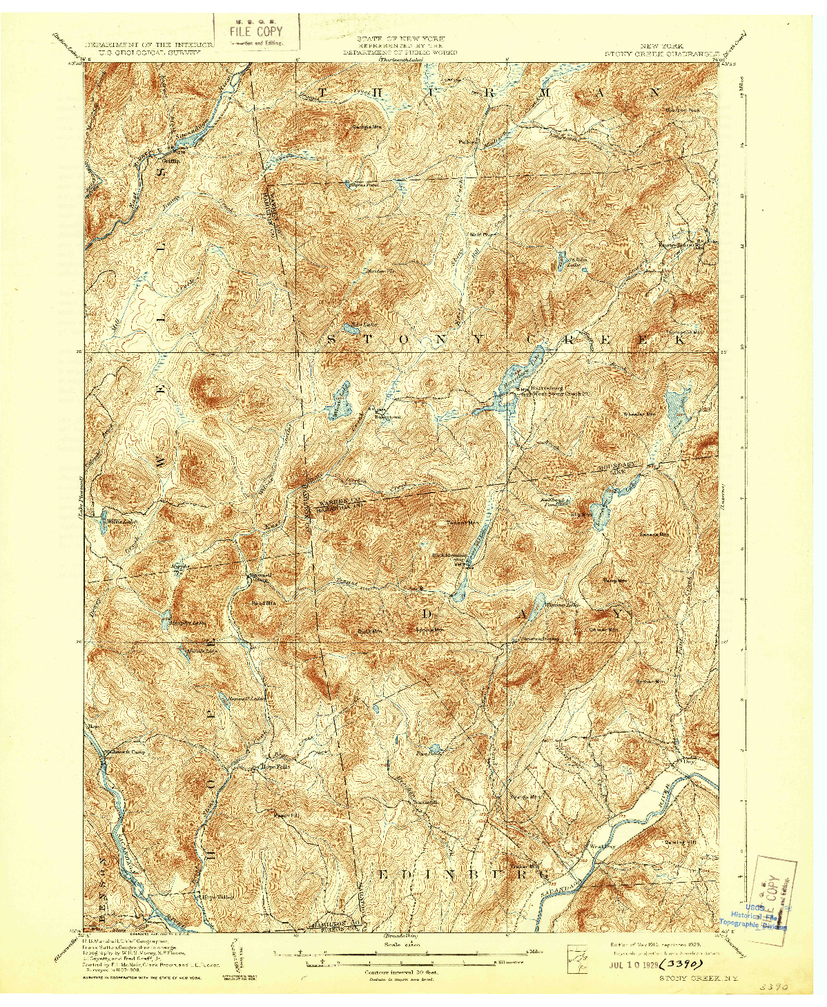 USGS 1:62500-SCALE QUADRANGLE FOR STONY CREEK, NY 1910