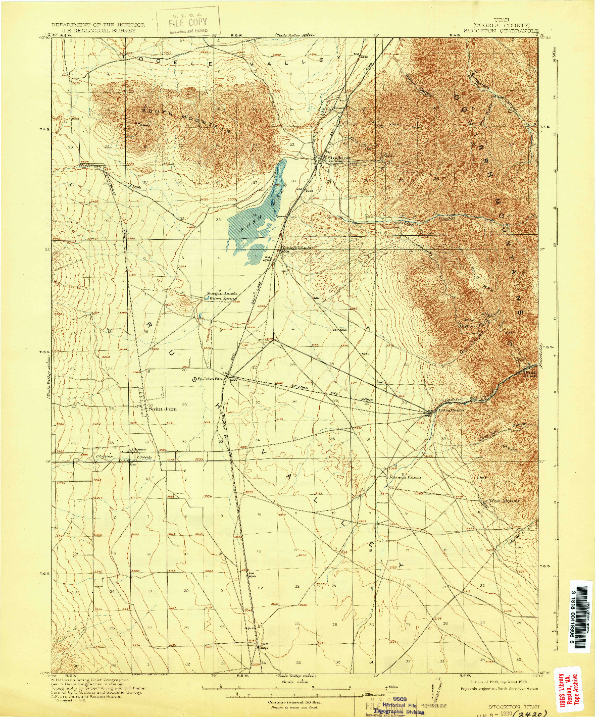 USGS 1:62500-SCALE QUADRANGLE FOR STOCKTON, UT 1918