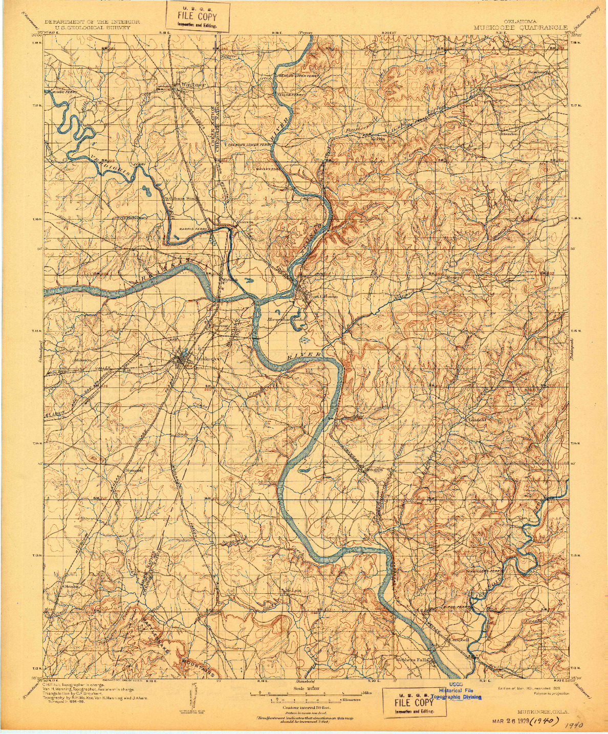 USGS 1:125000-SCALE QUADRANGLE FOR MUSKOGEE, OK 1901