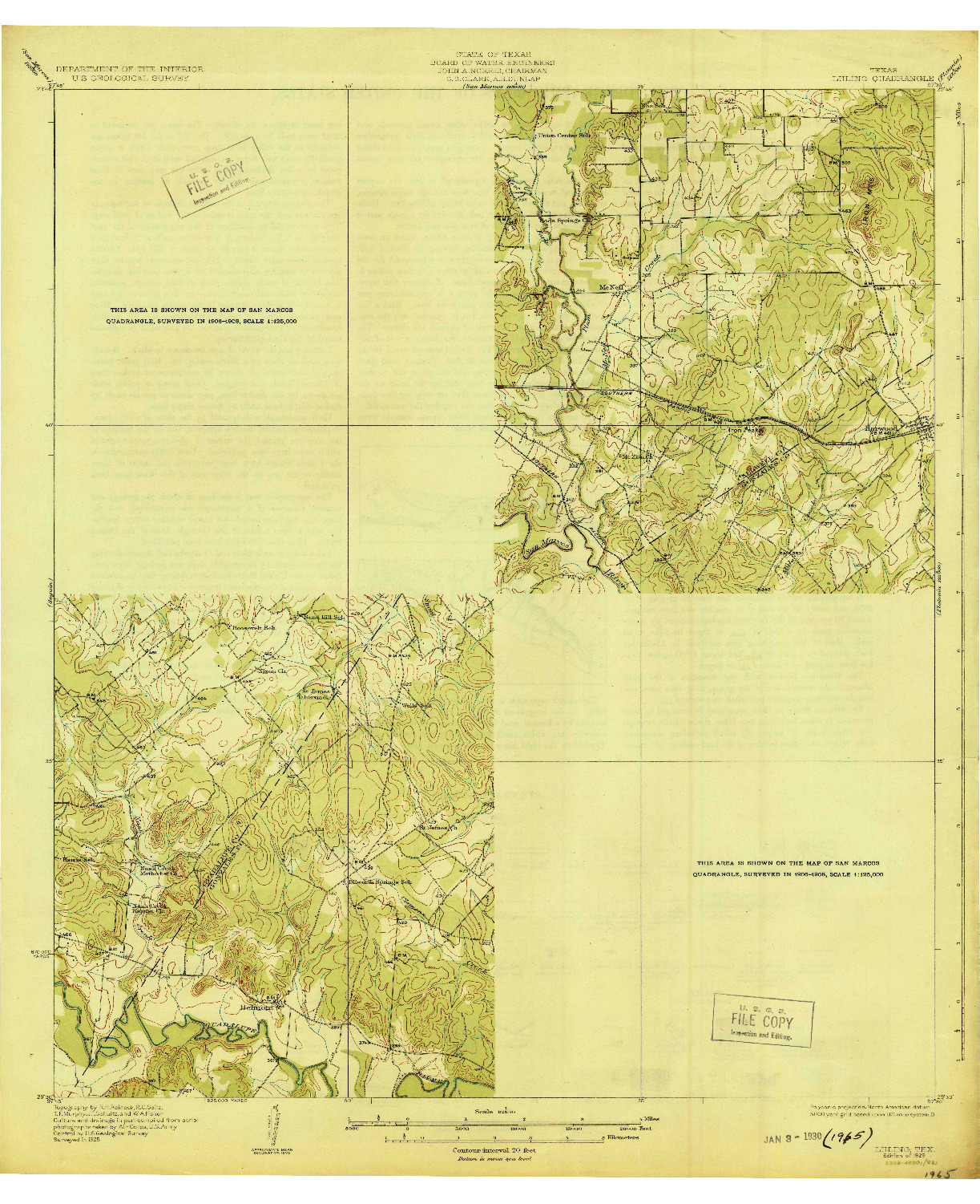 USGS 1:62500-SCALE QUADRANGLE FOR LULING, TX 1929